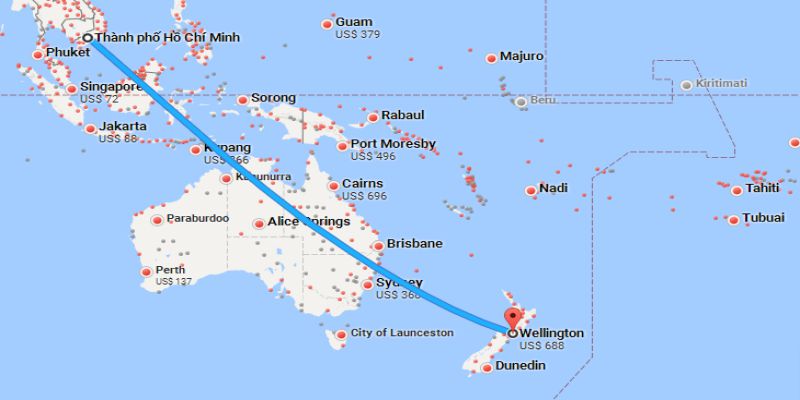 đường bay thẳng việt nam new zealand